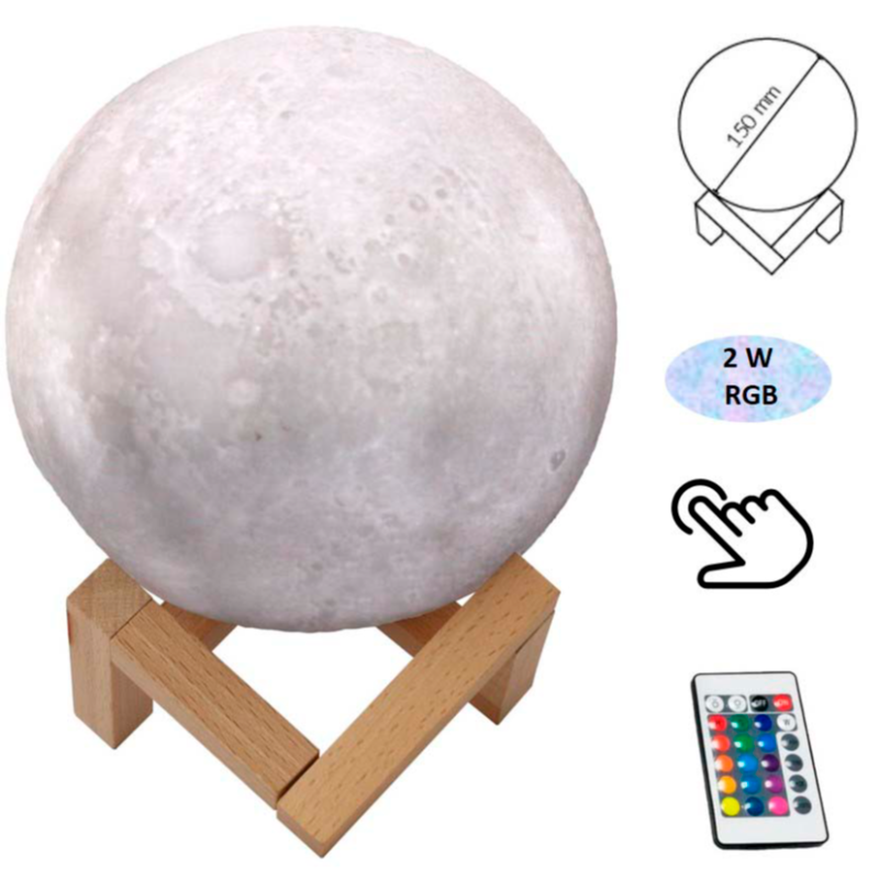 MOON effect lamp LED 3D 2W 60 LM RGB USB Rechargeable