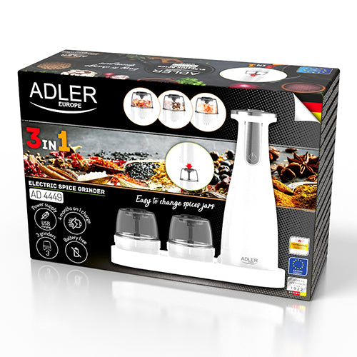 Set of 3 adLER ad4449w mills - spices, salt and pepper - USB