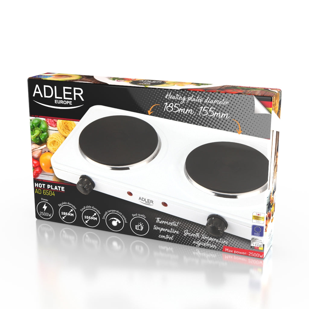 adler ad 6505 Portable Electric Plate 2 Discs 2500w